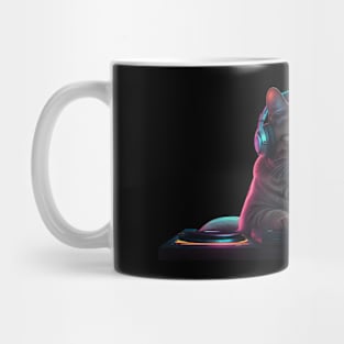 DJ Cat on the Decks – Neon Party Vibes Mug